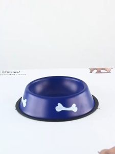 Chén ăn cho Chó Mèo chất inox dày sơn 2 mặt tĩnh điện in hình khúc xương - Love Pets Shop