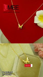 18k Gold Plated Necklace w/Pendant Butterfly Design Jewelry Accessories For Women