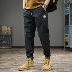 Summer New Loose Fit Pure Cotton Thin Casual Pants Mens Straight Leg Patchwork Nine Points Harem Pants Cool Feeling Long Trousers