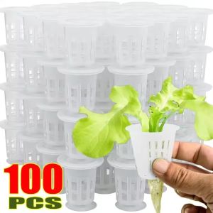 【XZxinzhan】100Pcs Hydroponic Pot Net Cup Greenhouse Soilless Mesh Plant Grow Pots Net Basket Holder Vegetable Nursery Cup Tray with Suction Cup