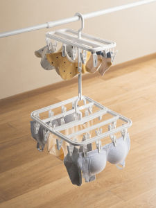 Home Balcony Clip Socks Stack Clothes Rack Multi-Clip Kids Hanging Clothes Space-Saving Foldable Drying Socks Rack