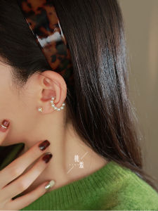 Fashionable Pearled Pure Silver Earring Hooks Elegant French Style Freshly Released Trendy Jewelry for Women under 100 Yuan