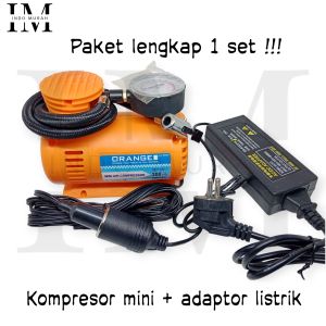 [bisa bayar ditempat] Paket compressor Mini Power Listrik 12v kompresor mini Plus adaptor 12v 5A pompa Ban mobil motor balon bebek
