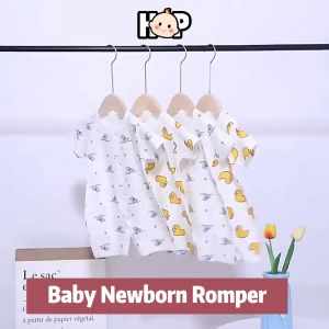 Baju Baby Newborn Romper Baby Girl One Piece Night Wear Baby Short Sleeve Romper Baby Boy Mid Button Jumpsuit Baju Bayi