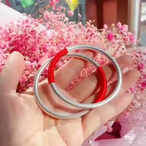 huangfuqiang The same antique silver bracelet 999 full silver solid matte inheritance bracelet jewelryFashion Bangle Bracelets