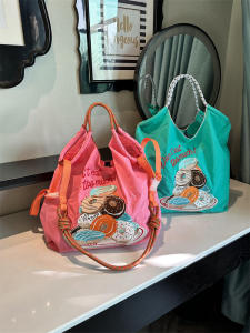 Casual Embroidered Ball Chain Shoulder Crossbody Bag Womens New Style Handbag for Class Single Strap Diagonal Bags