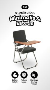 [1 SET] Meja Kursi Kuliah Set Tipe D50 PowerD - meja kuliah | bangku sekolah set | kursi kuliah set