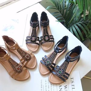 Sandal Nữ Bohemia Đính Hạt Dây Kéo đính  Kim Cương  Phong Cách La Mã 15cm.