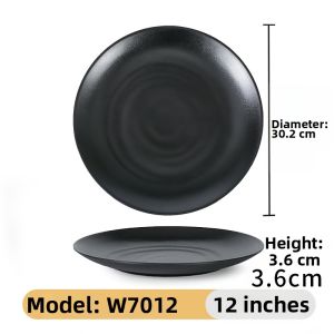 Black Matte Melamine Dinner Plate
