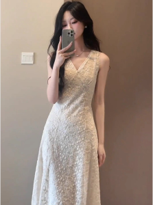DANTING | Elegant White Lace Dress Long