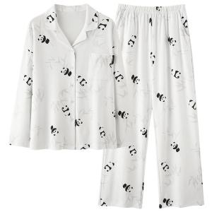 Miiow | Cat Woman Summer Autumn Pure Cotton Long Sleeve Long Pants Open Cardigan Loose Home Clothes For Women Casual Wear Outdoors