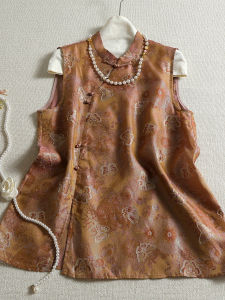 XMO | New Chinese Style Lightweight Silk Cheongsam Sleeveless Mid-length