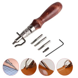 7 in 1 Leather Craft Groover Crease Leather Stitching Tool Edge Press Kit Adjustable Stitching Engraving Trimming Sewing Tools
