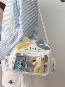 Ayuqi® ITA Bag Y2K-Style "Mechanical Cat" Backpack Cute Cartoon Transparent Crossbody Shoulder Bag