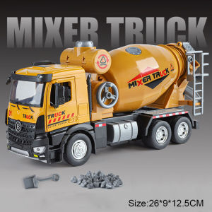 1:24 Engineering Crane Mixer Truck Toy Models Metal Diecast Sound Light Doors Opened Pull Back Ornament Vehicles for Boys Gifts