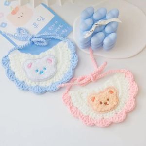 Adorable Bear Neckwarmer Pet Scarf Dog Saliva Towel Cat Bib Birthday Photo Prop Universal Triangle Design for Pets