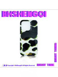 ไม่โกรธ BHSHENGQI ปกป้องด้านหน้าและหลัง iPhone แบบสองชั้นสีเขียวลายวัว สไตล์โมเดิร์น เรียบหรู เข้ากันได้สำหรับคู่รัก
