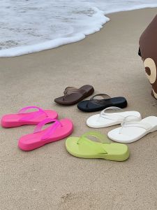 Beach Anti-slip Flat Bottom Solid Color Womens Sandals Simple Korean Style Versatile Summer Holiday Thong Slippers