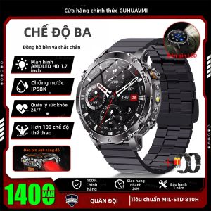 GUHUAVMI | Đồng Hồ Thông Minh 1400mAh Nam Quân Đội GPS Path IP68K Chống Nước AMOLED Bluetooth Gọi Nhịp Tim Đèn LED Thể Thao Đồng Hồ Thông Minh Dành Cho Android iOS