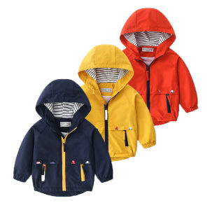 Rolanko 2-7Years Kids Boys Casual Jacket Outerwear Children Zip Hooded Jacket Baby Cute Dust Windbreaker Coat