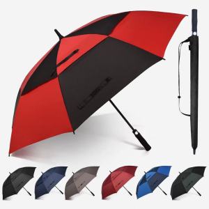 Golf Umbrella Full Fiber Long Handle 40 Inch Golf Umbrella Double Layer Breathable Windproof Rain Umbrella for Business