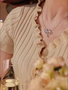 Chard Wake Kalung Wanita Berlian Butterfly Style Elegan Korea Sertifikat GRA Original Kalung Cewek Perhiasan Couples Necklaces