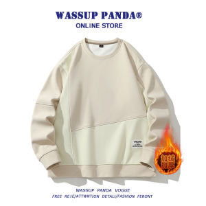 Wassup Panda Mens Loose Fit round Neck Sweatshirt Long Sleeve Casual Top Spring Autumn New Arrival Polyester Fabric T-Shirt