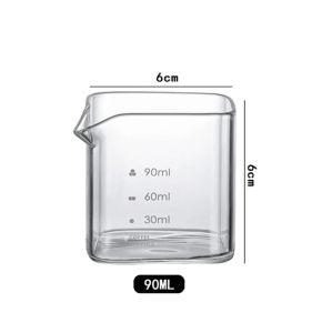 Single Spouts Square Measuring Pitcher Milk Cup 90/120ML Espresso Home Shot Glasses Parts Clear High Borosilicate Glass Mug