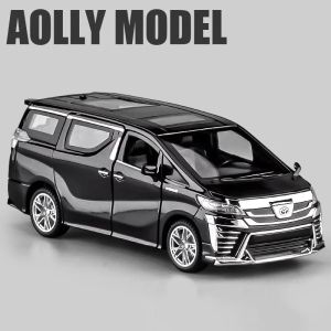 1:32 Vellfire HIACE MPV Car Model Toy Diecast Alloy Rubber Tires Vehicles Sound Light Pull Back Models Gifts for Children