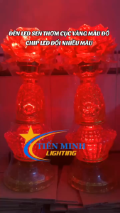 Đèn thờ hoa sen led thơm cục vàng LTCV01/LTCV02 màu sắc (Hồng- Trắng- Vàng- Đỏ) chip led SMD siêu bền chất liệu nhựa