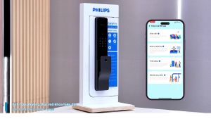 Bộ khóa cửa thông minh Gateway điều khiển từ xa vân tay thẻ từ mật khẩu và chìa cơ tích hợp kèm chuông cửa Philips DDL801-5HBS