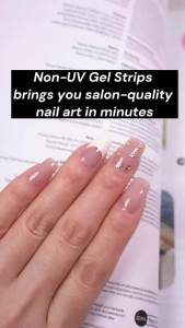16 Tips UV Free Gel Nail Strips-Easy Apply Press On Nails DIY Manicure Set No Harm Nail Art False Nails Alternative
