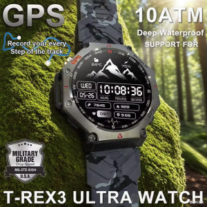 2025 New T-Rex 3 Ultra Original 10ATM Waterproof GPS Smart Watches Men Rugged Compass Military 100+ Sports Mode Smart Bracelet