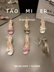 Elegant Sweet Butterfly Knot Fashion Sandals with Buckle Strap for Women Summer New Arrival Match Skirts Low Heel Roman Shoes