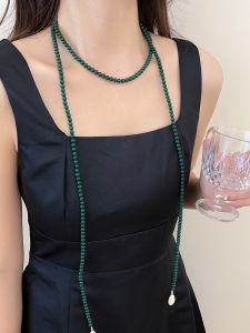 New Chinese Style Long Necklace Accessories Luxury Sensation Natural Baroque Pearl Turquoise Beads Womens Fashion Jewelry