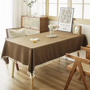 Japanese Zen Simple Color Tea Mat Dustproof Fringe Lace Rectangular