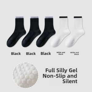 miiow | Womens Yoga Socks Silicone Anti-slip Breathable Sporty Mid-calf Length Suitable For Sharkskin Pants Antibacterial Short Socks