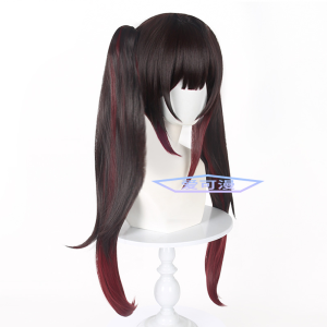 Aikoman Cosplay Fireworks Gradient Hair Wig Detachable Tiger Mouth Clip Double Tail Realistic Simulation Hair Accessory