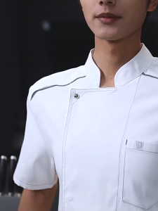 S-XL ชุดเชฟ เสื้อเชฟโรงแรม ระบายอากาศได้ สะดวกสบาย แขนสั้น โรงแรม ร้านอาหาร โรงเรียน เครื่องแบบทำงาน มีทั้งชายและหญิง
