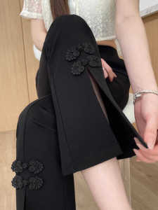 กางเกงขายาวทรงหลวมเอวสูงสำหรับผู้หญิง กางเกงขายาวทรงหลวมบางๆ ฤดูใบไม้ผลิและฤดูใบไม้ร่วง กางเกงขายาวทรงหลวมสำหรับผู้หญิงไซส์ใหญ่