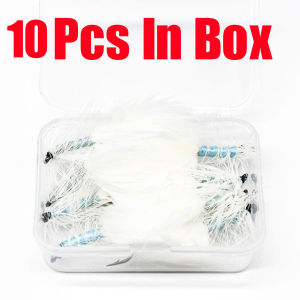 Topranc White Fly Fishing Lures Wet Flies Artificial Shrimp Bait Trout Bass Panfish Freshwater Stream Fishing Tackle