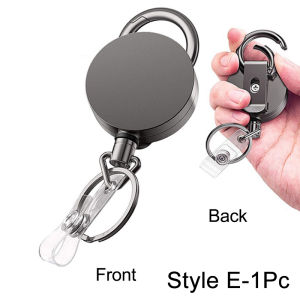 Metal Card Key Ring Clip Retractable Pull Key Ring Chain Reel Extendable Belt Reel ID Lanyard Name Tag Card Badge Holder