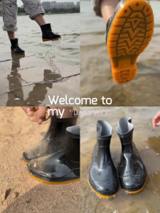 รองเท้าบูท (Size: 39-44) แบบยาวสีดำ คุณภาพดี กันน้ำเนื้อเนียนงานคุณภาพ ตัดหญ้า กรีดยาง กันน้ำ ดำนา