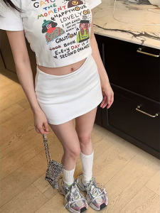 Váy Ngắn Chữ a Cạp Cao Màu Trắng Pure Desire Cho Nữ Mùa Hè 2025 Váy Ngắn Ôm Sát Đa Năng Cỡ Nhỏ Váy Ngắn Tagkita