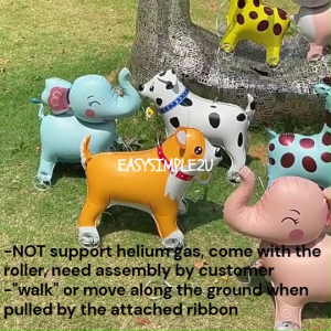 Cute Cartoon Animal Walking Pet Balloons - Party Decorations for Kids - Cow, Dinosaurs, Sheep, Cat, Duck, Llama, Polar Bear, Rabbit - Great for Parties and Birthdays