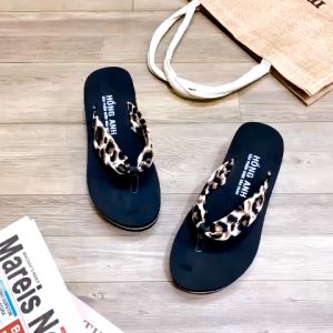 Dép đế xuồng nữ quai kẹp quai họa tiết da beo thời trang cao 6cm siêu tôn dáng LADISO - TT481