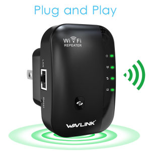 Wavlink N300 WiFi Repeater/Range Extender with 3dBi Internal Antennas 802.11n/b/g  WPS protection Fast Ethernet-Wall Plug Version