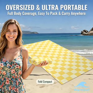 Pale Yellow Checker Quick Drying Beach Towels Ultra Lightweight Fast-drying Super Absorbent It is a must-have item for summer