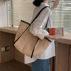 Phong Cách Hàn Quốc Túi Mua Sắm Mùa Hè Dung Tích Lớn Xuyên Thấu Lưới Ren Túi Đeo Vai Đi Biển Túi Tote Nữ Khoét Rỗng Mềm Polyester