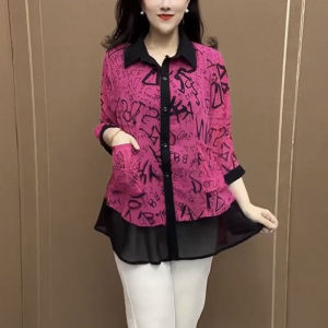 K-style Western Style Three-Quarter Sleeve Shirt Womens Summer Wear 2024 New Arrival Easiest for Match Loose Leisure Anti-Aging Ladieswear Jacket